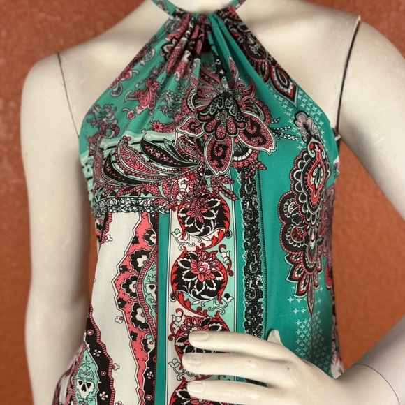Flirty Pink Women's Paisley Jumpsuit in Teal and Pink Size Small. B32 - Picture 11 of 15